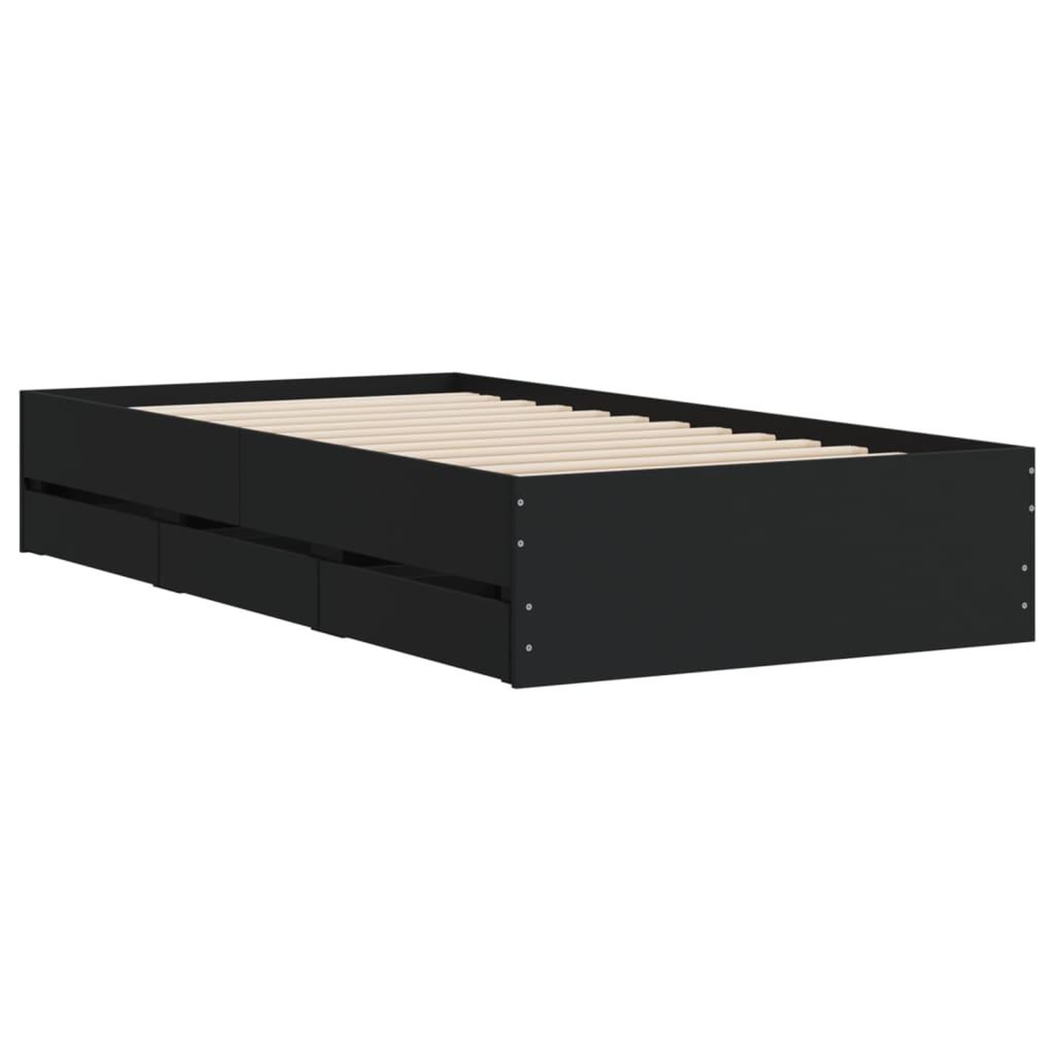 Voir la diapositive 4 : VIDAXL Cadre de lit avec tiroirs sans matelas noir 90x190 cm