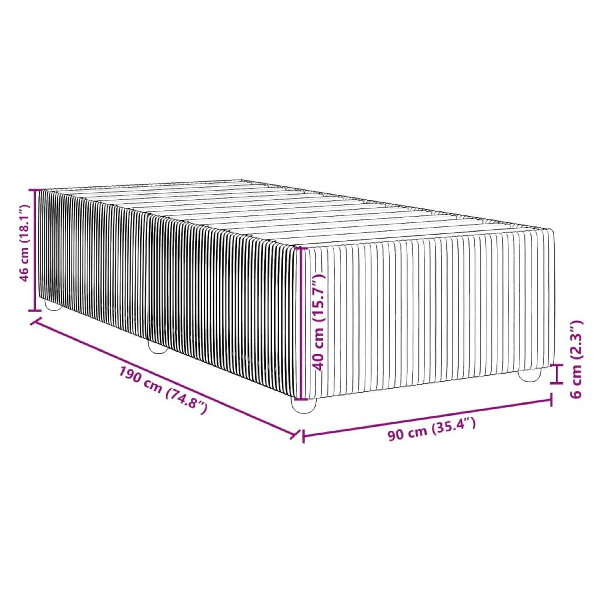 Voir la diapositive 6 : VIDAXL Cadre de lit sans matelas noir 90x190 cm tissu