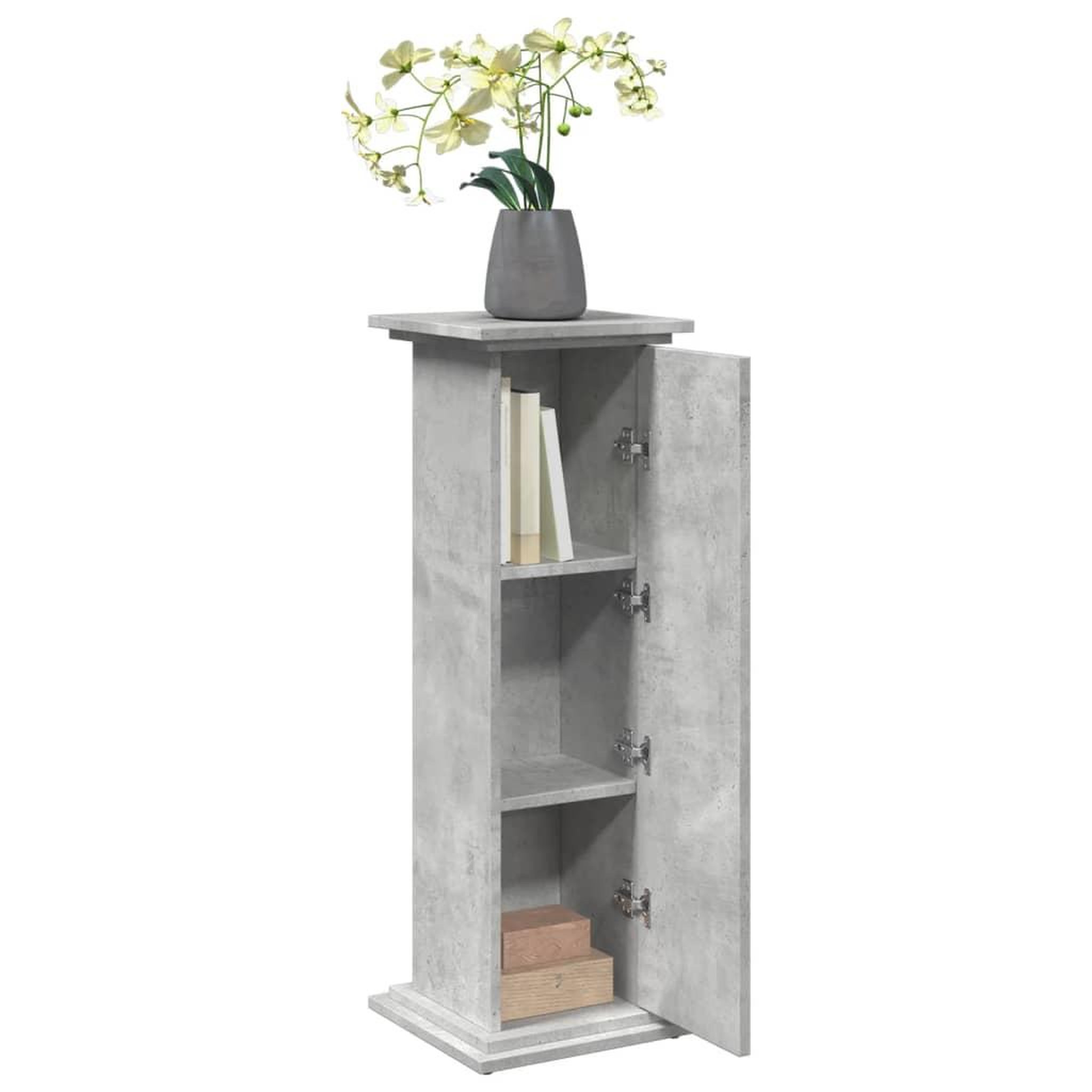 Voir la diapositive 4 : VIDAXL Piedestal avec rangement gris beton 31x30x90 cm bois ingenierie
