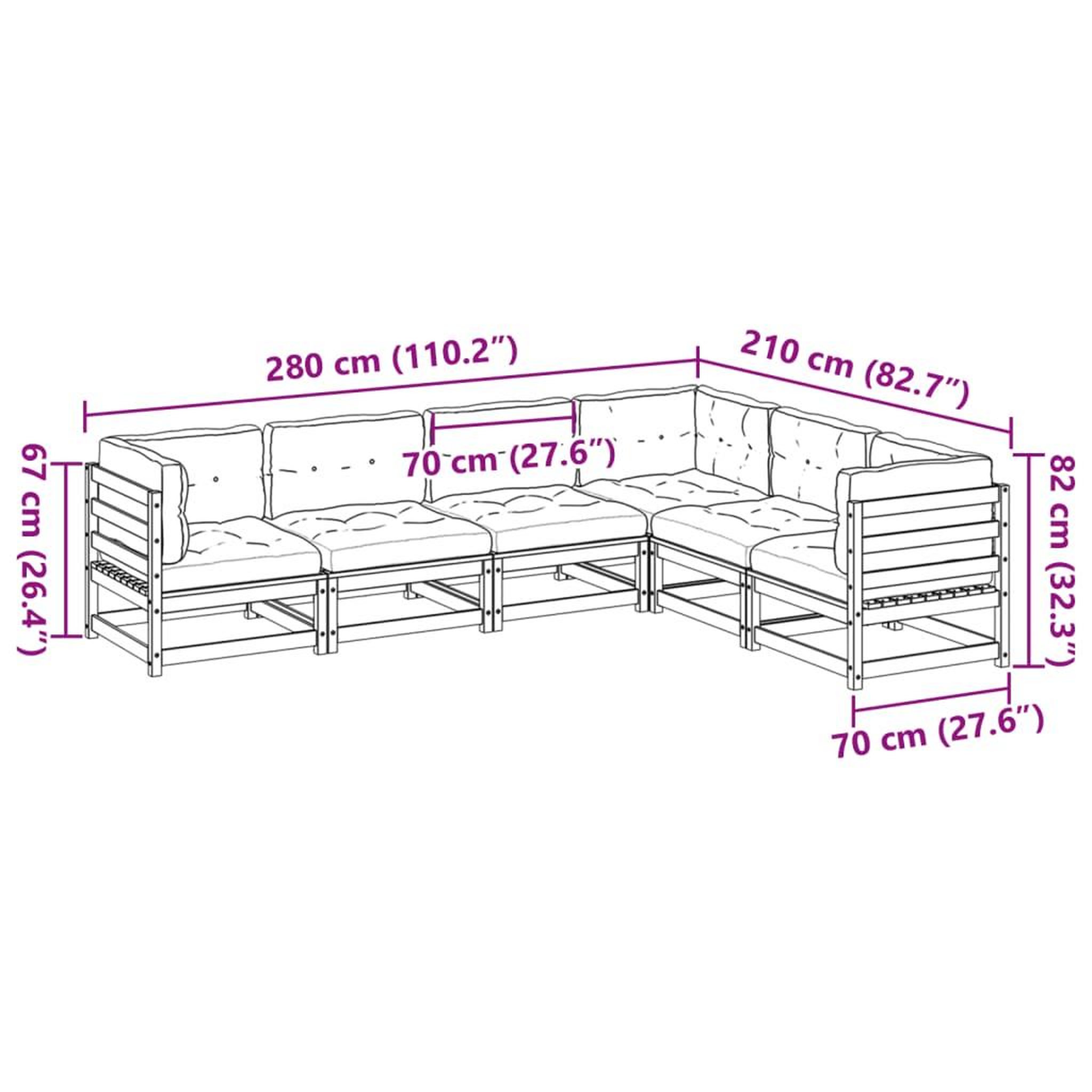 Voir la diapositive 6 : VIDAXL Salon de jardin 6 pcs avec coussins bois de pin massif