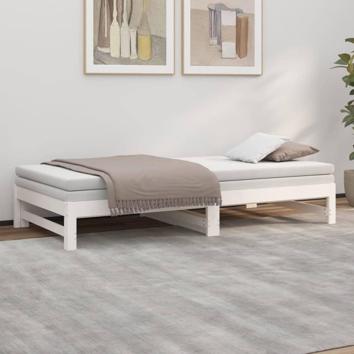 VIDAXL Lit coulissant sans matelas blanc 2x(80x200)cm
