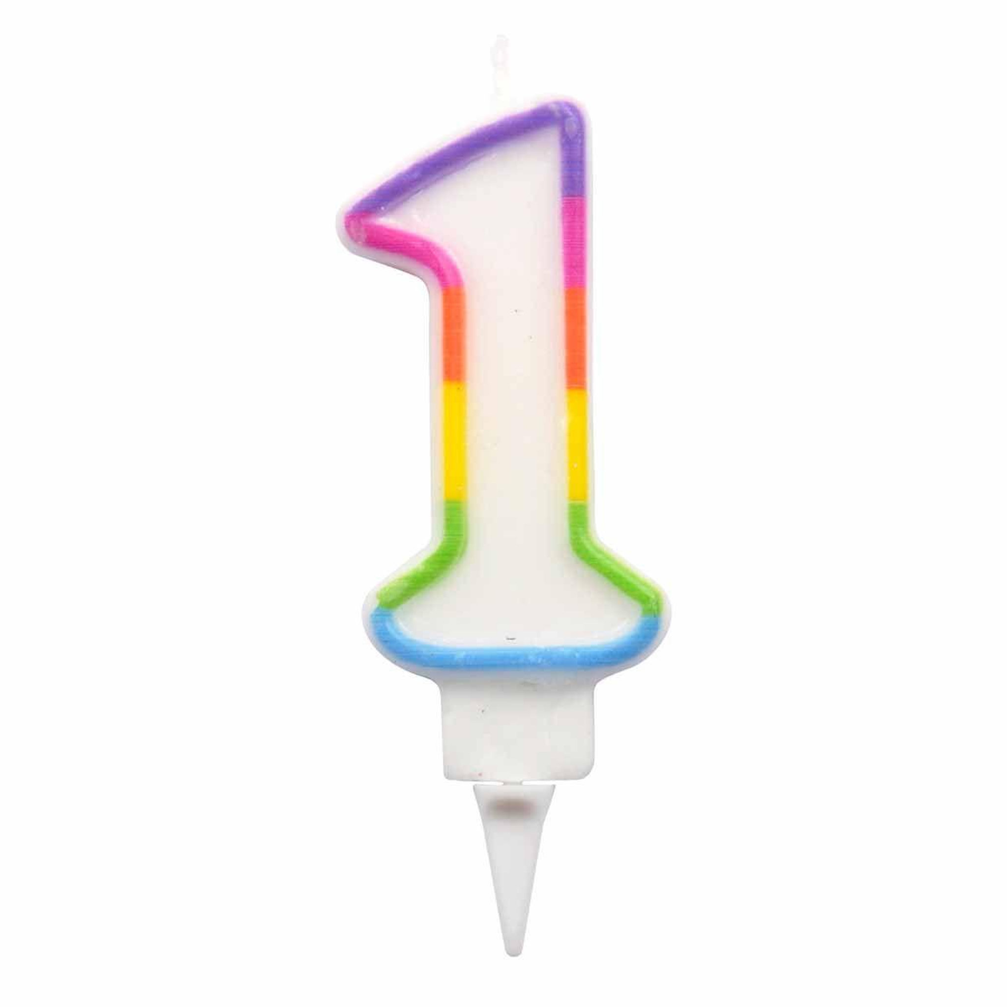 Voir la diapositive 1 : HOMEA Bougie d'anniversaire  chiffre 1  7cm multicolore
