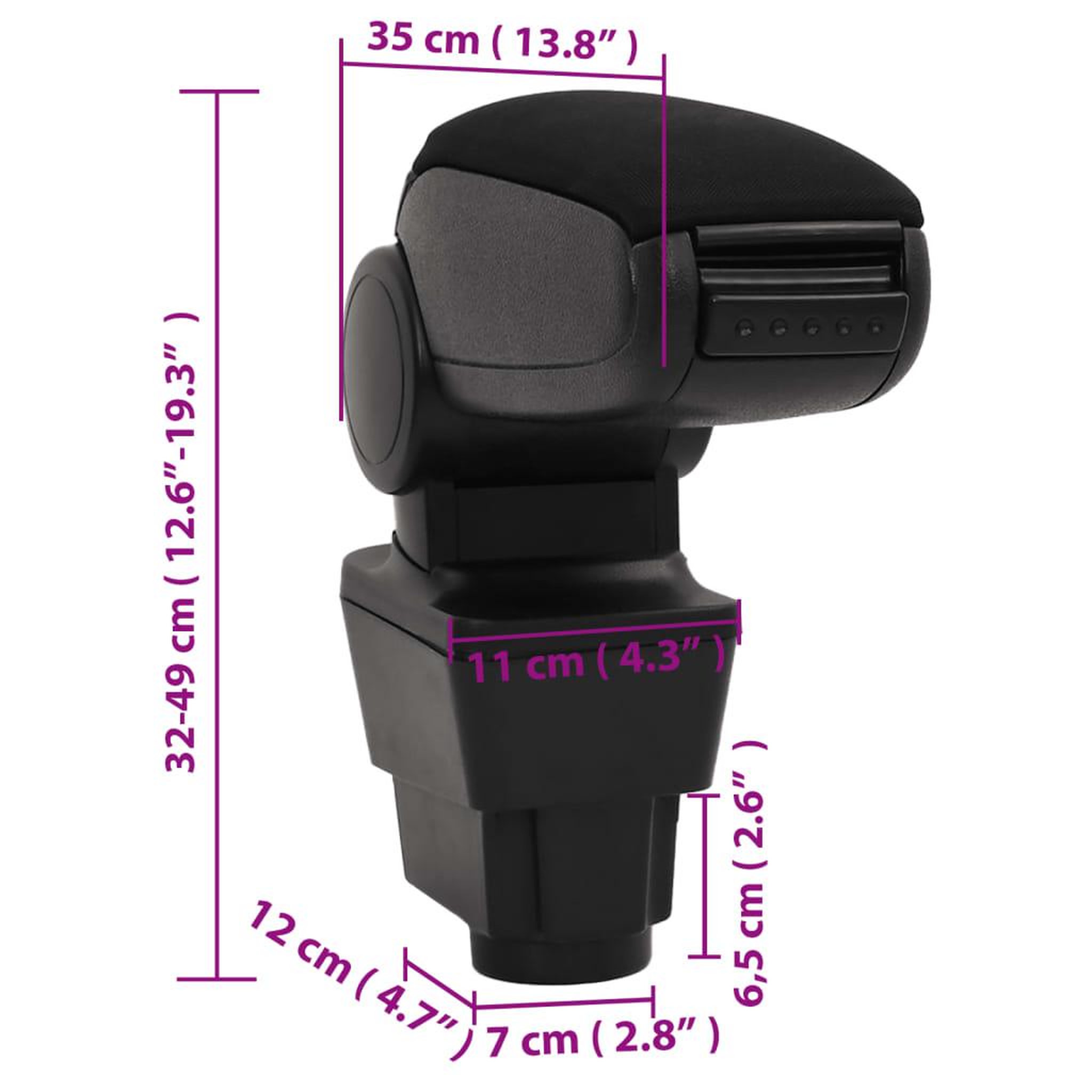 Voir la diapositive 6 : VIDAXL Accoudoir de voiture noir 11x35x(32-49) cm ABS