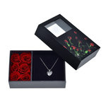 SC CRYSTAL Boite à bijou décorée de 6 roses éternelles rouges et son collier