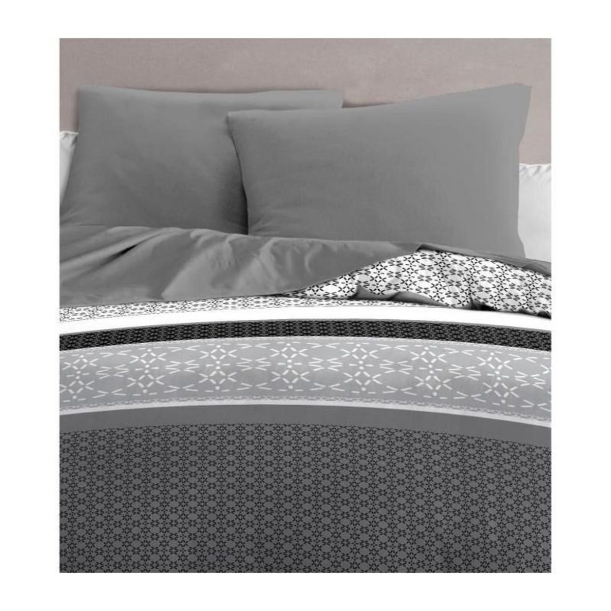 HOME LINGE PASSION Lot de 2 taies d'oreiller - HOME LINGE PASSION - 63 x 63 cm - Gris anthracite