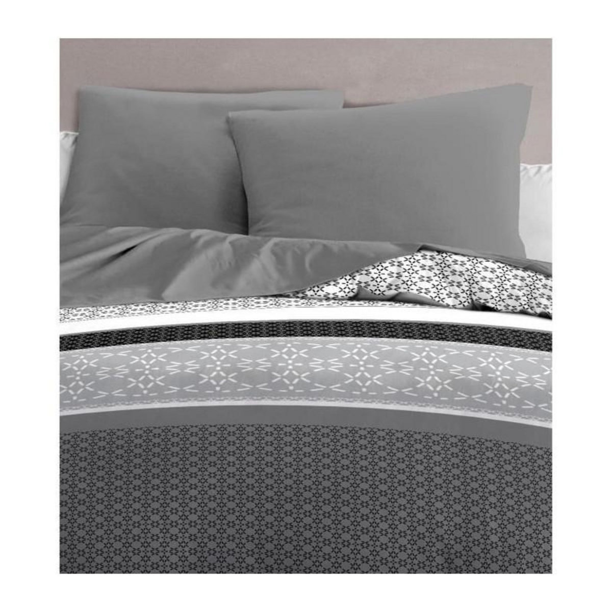 HOME LINGE PASSION Lot de 2 taies d'oreiller - HOME LINGE PASSION - 63 x 63 cm - Gris anthracite