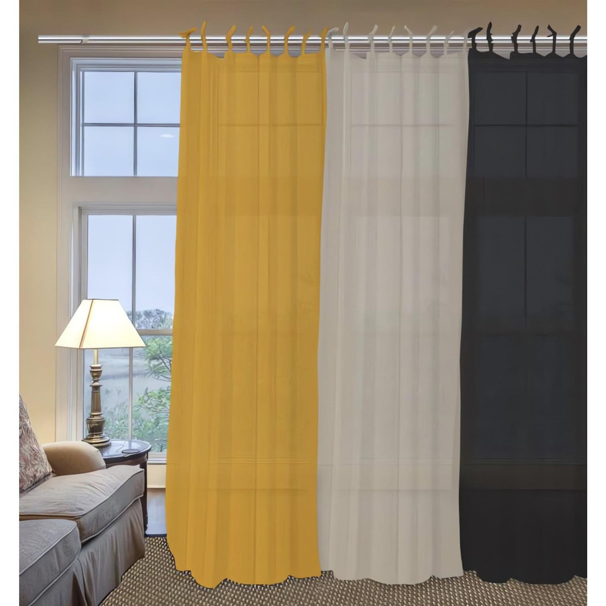 SOLEIL D'OCRE Voile à nouettes en coton 135x250 cm PANAMA jaune, par Soleil d'Ocre