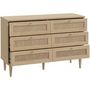 Voir la diapositive 6 : MARKET24 Commode - 6 tiroirs - Décor Chene - Cannage - L120 x P41,4 x H80 cm - CALASETTA