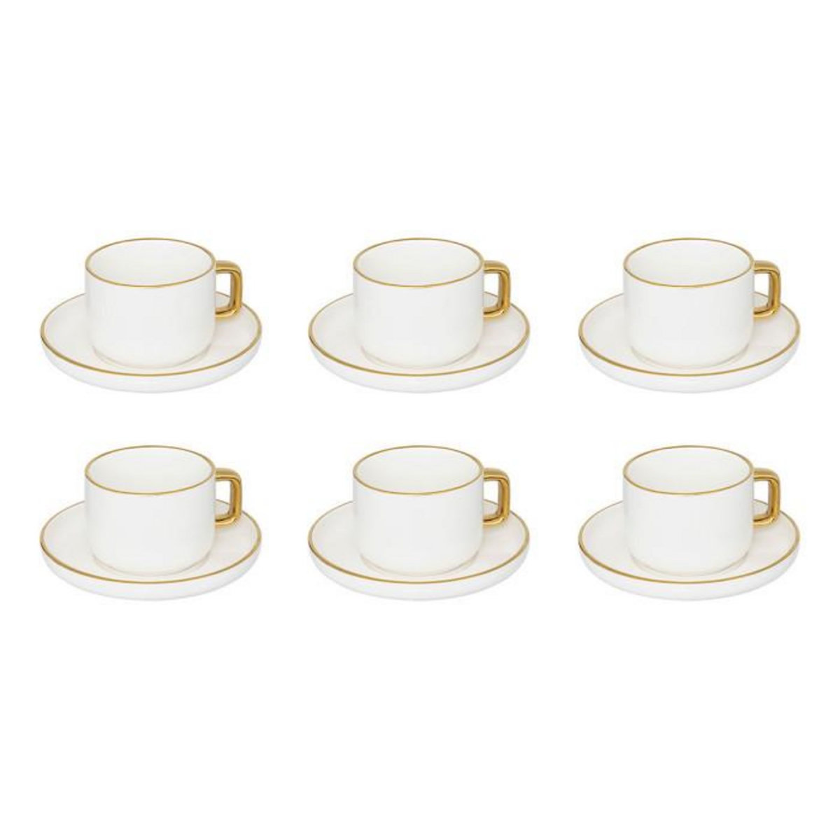 SECRET DE GOURMET Lot de 6 Tasses & Sous-Tasses  Arya  25cl Blanc