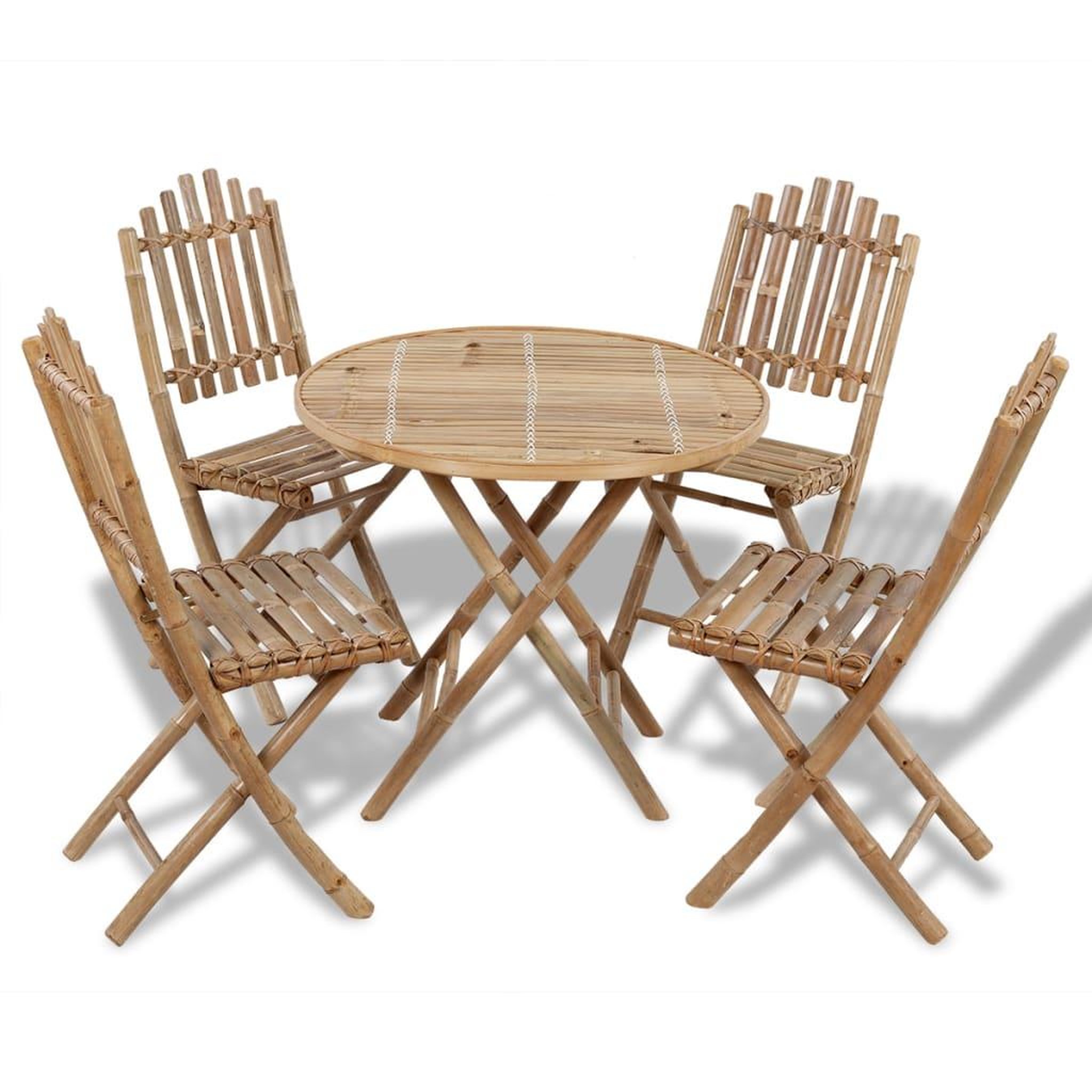 Voir la diapositive 1 : VIDAXL Ensemble a manger d'exterieur pliable 5 pcs bambou