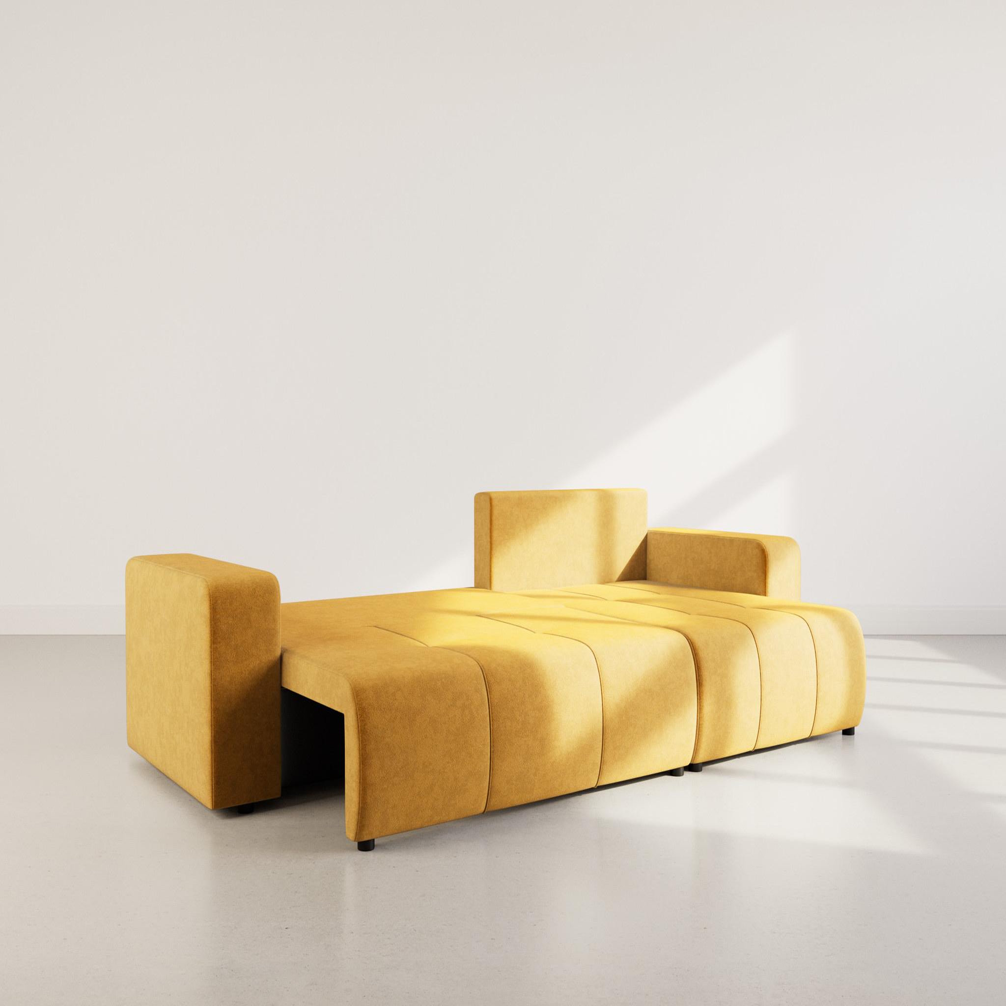 Voir la diapositive 2 : BEST MOBILIER Nicole - canapé d'angle réversible 5 places convertible avec coffre en tissu
