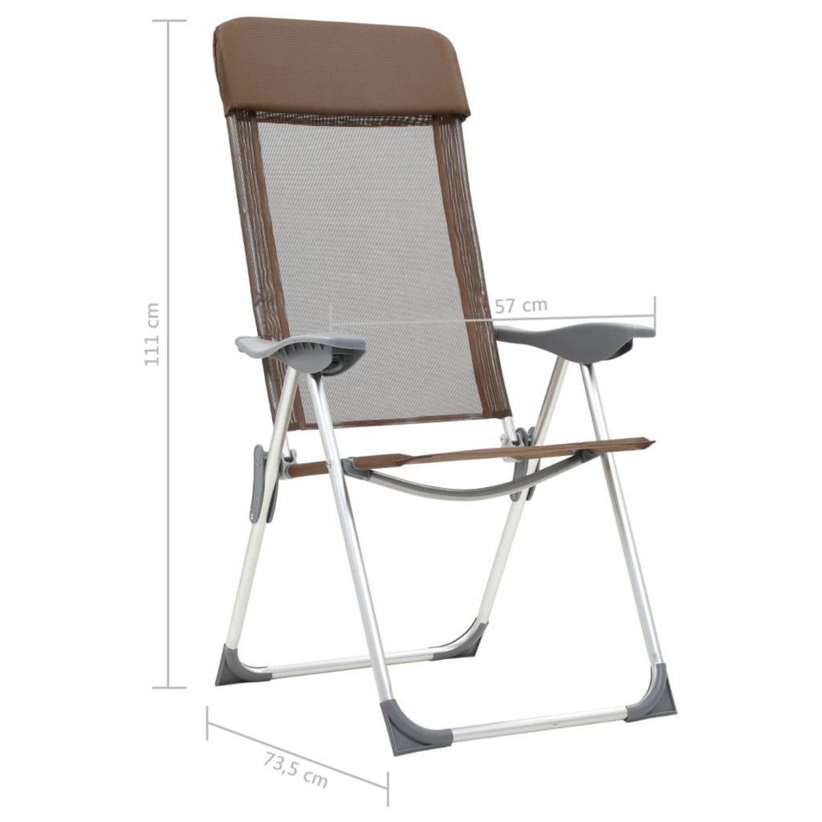 VIDAXL Chaises de camping pliables lot de 4 Marron Aluminium