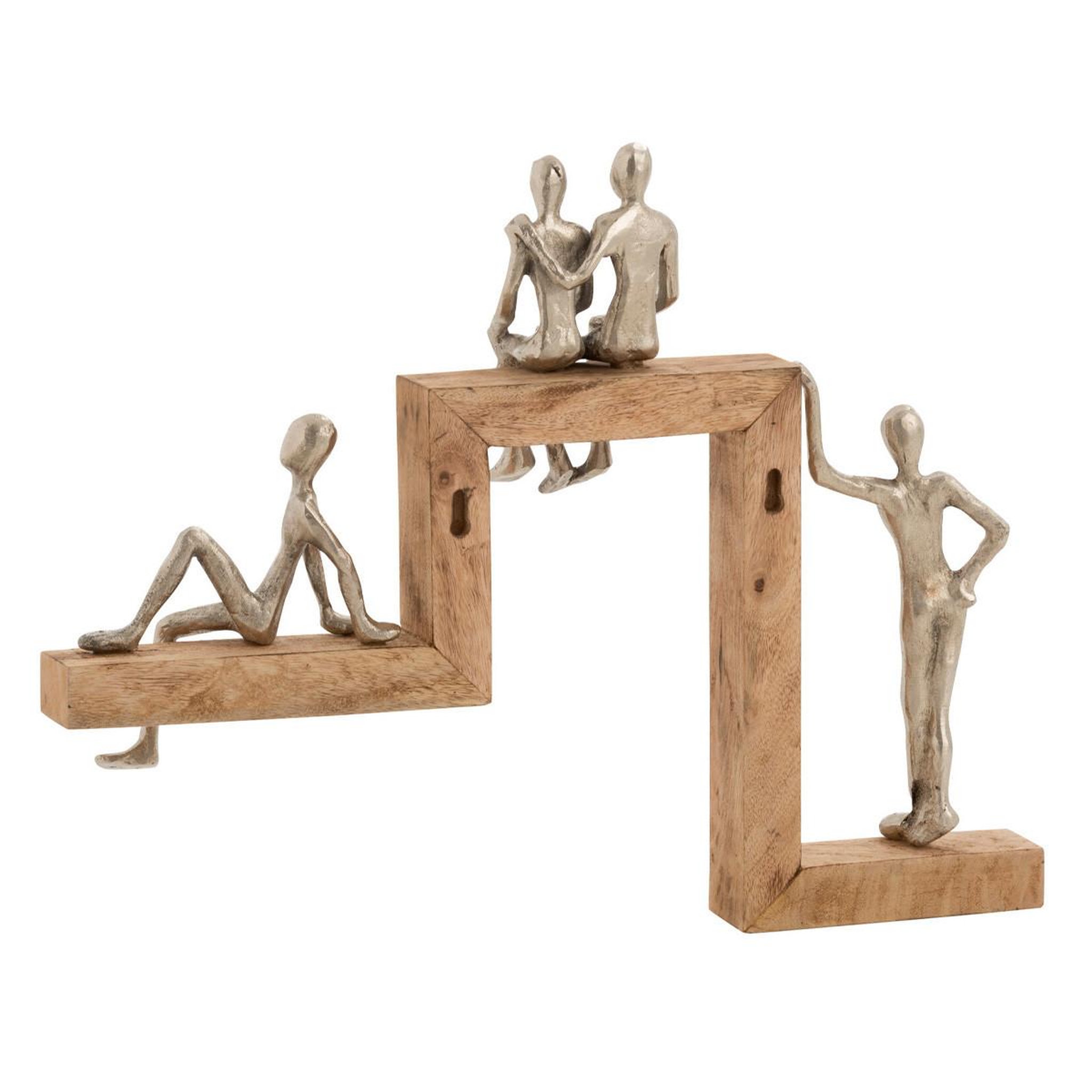 J-LINE Statue Déco  4 Personnages Relax  47cm Argent