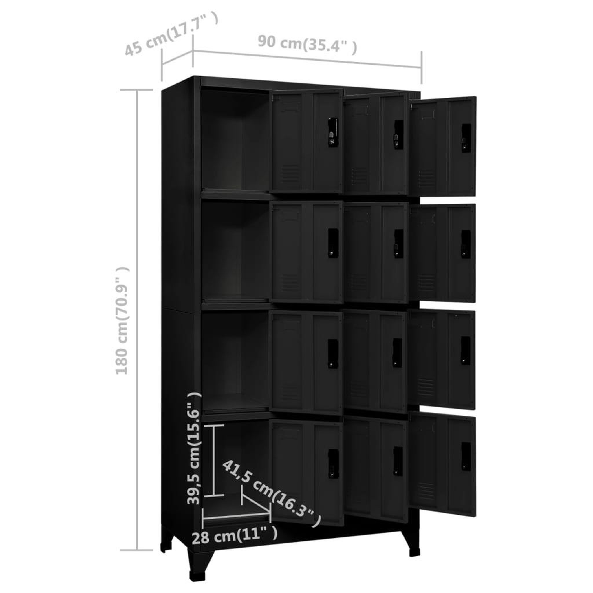 Voir la diapositive 6 : VIDAXL Armoire a casiers Noir 90x45x180 cm Acier