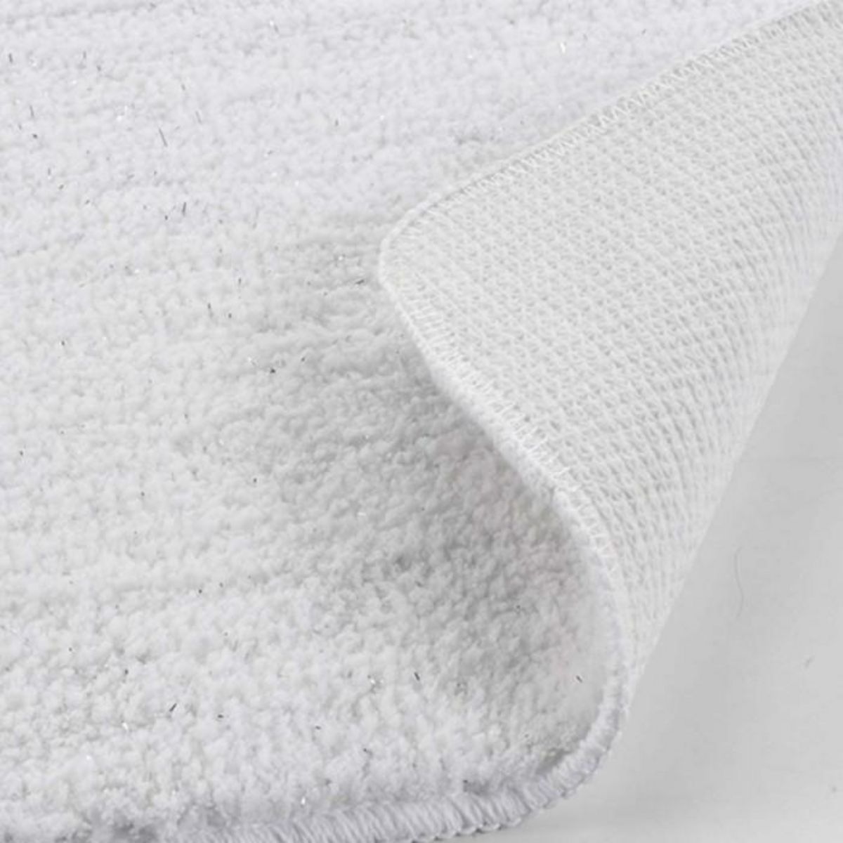 Paris Prix Tapis de Bain Microfibre  Métallisé  45x75cm Blanc