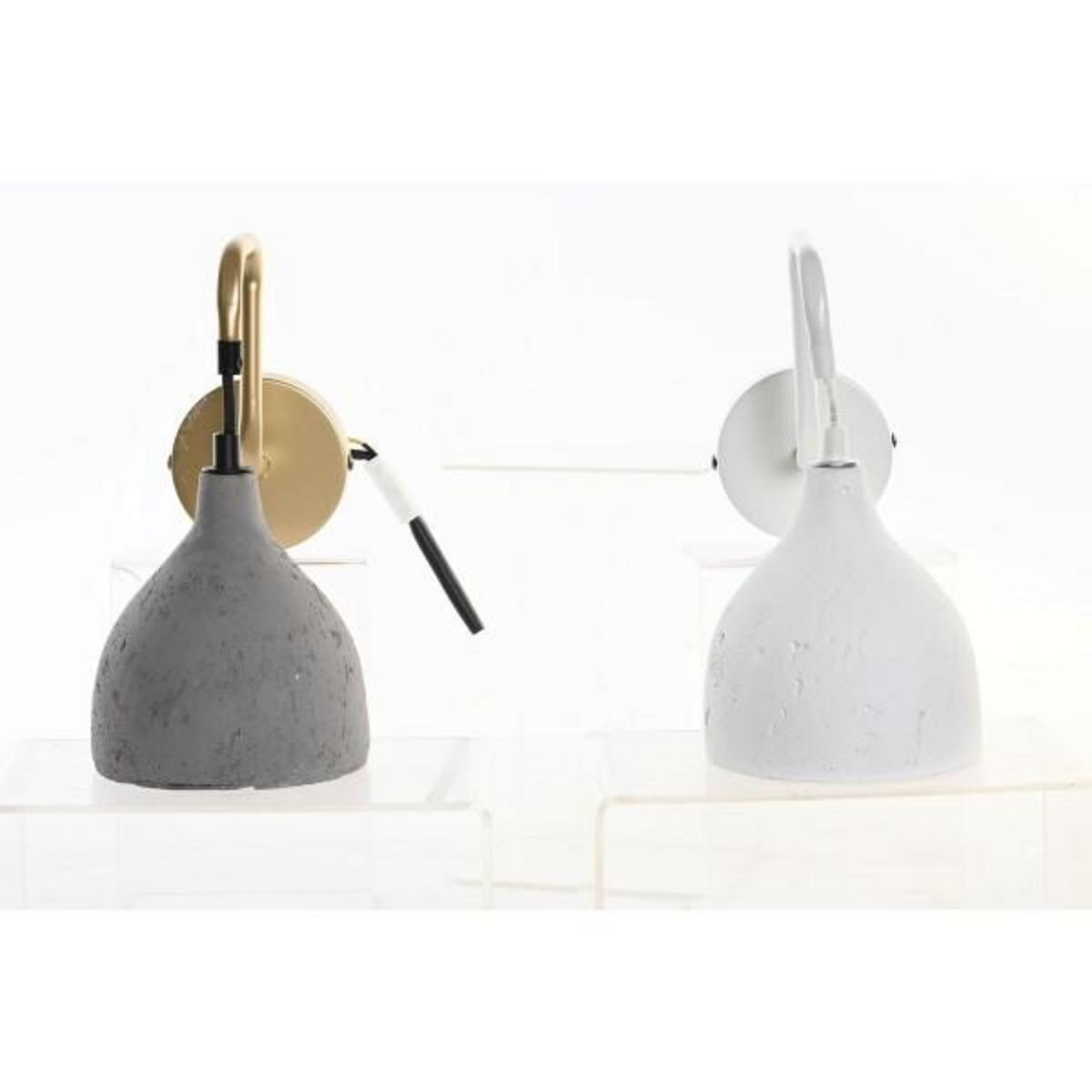 MARKET24 Applique DKD Home Decor 14 x 27 x 26 cm Métal Ciment Gris foncé 220 V 50 W Moderne (2 Unités)