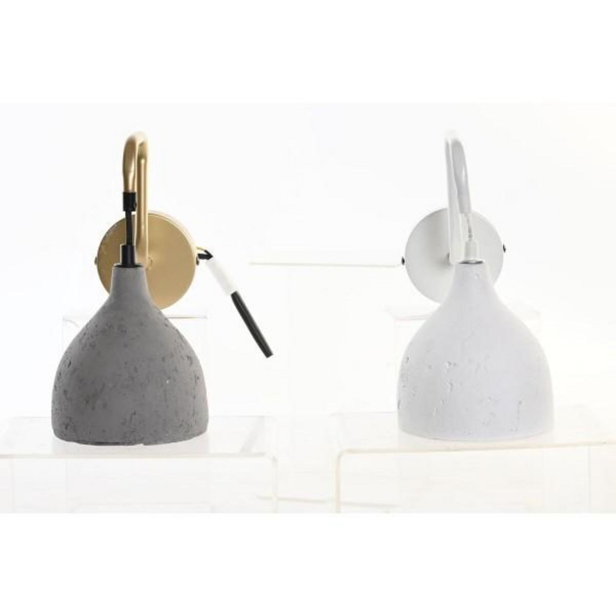 MARKET24 Applique DKD Home Decor 14 x 27 x 26 cm Métal Ciment Gris foncé 220 V 50 W Moderne (2 Unités)