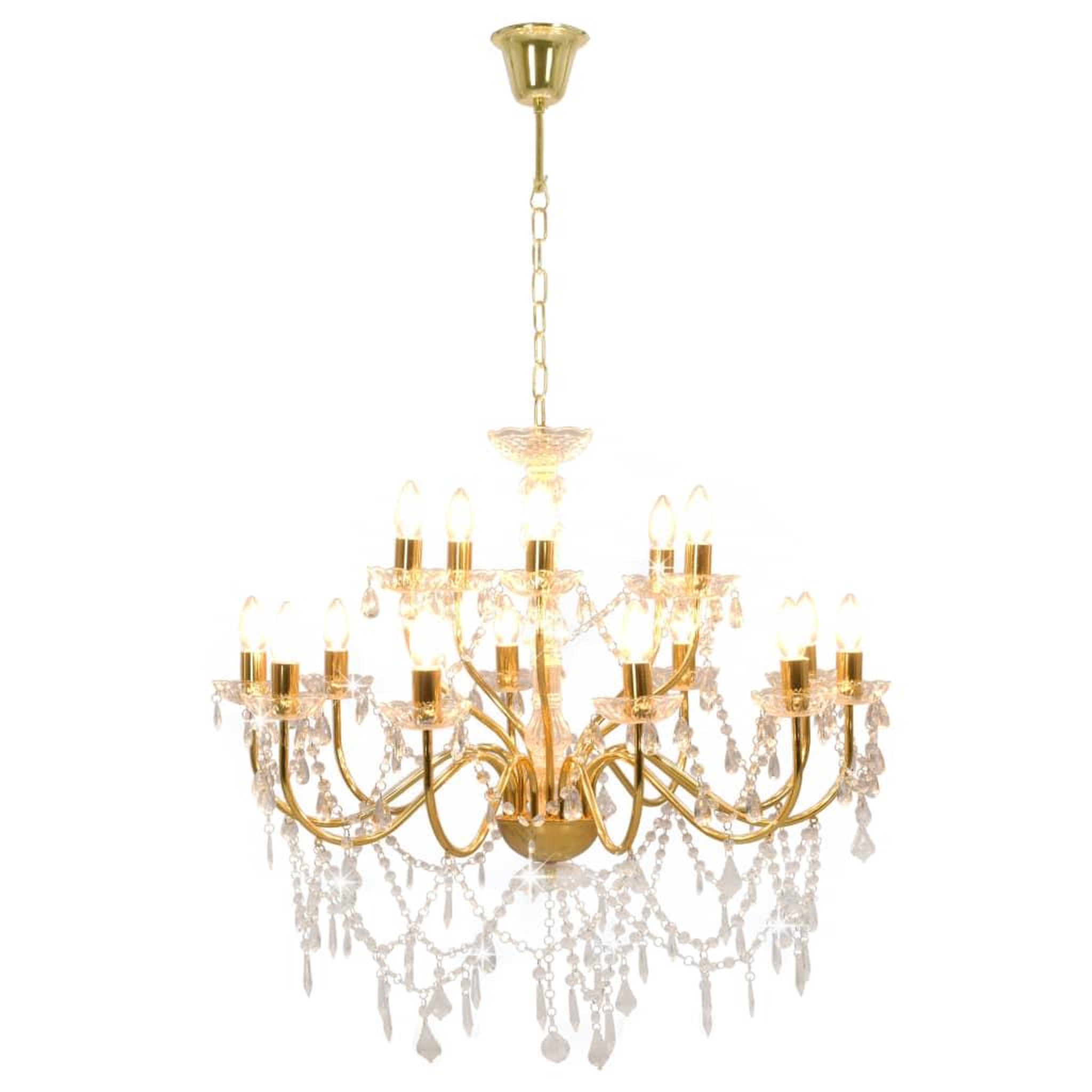 Voir la diapositive 2 : VIDAXL Lustre 2 couches Dore 15 ampoules E14