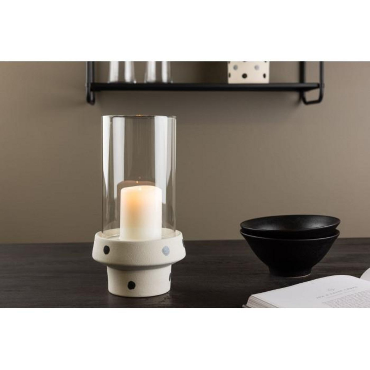 Paris Prix Lanterne en Verre  Davida  29cm Blanc & Noir