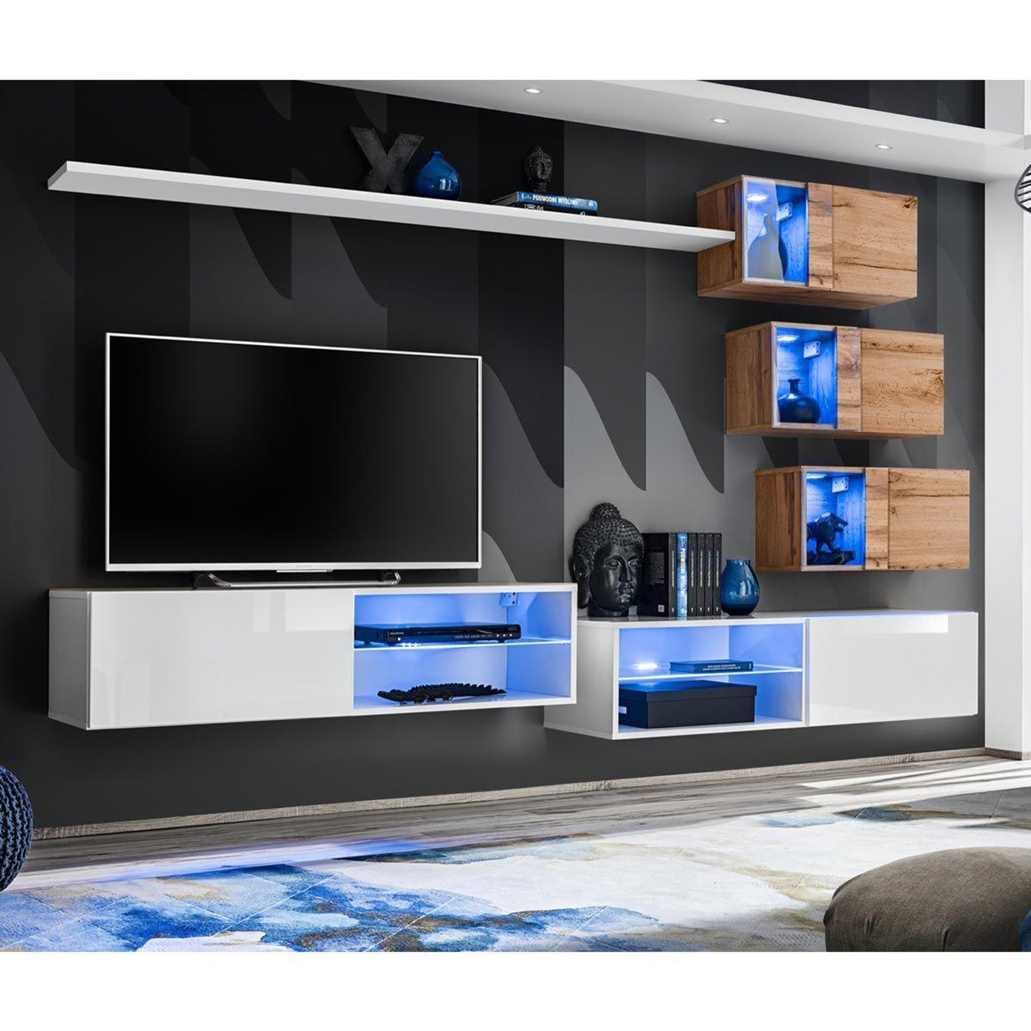 Paris Prix Ensemble meuble tv  switch xxiv  250cm blanc & naturel