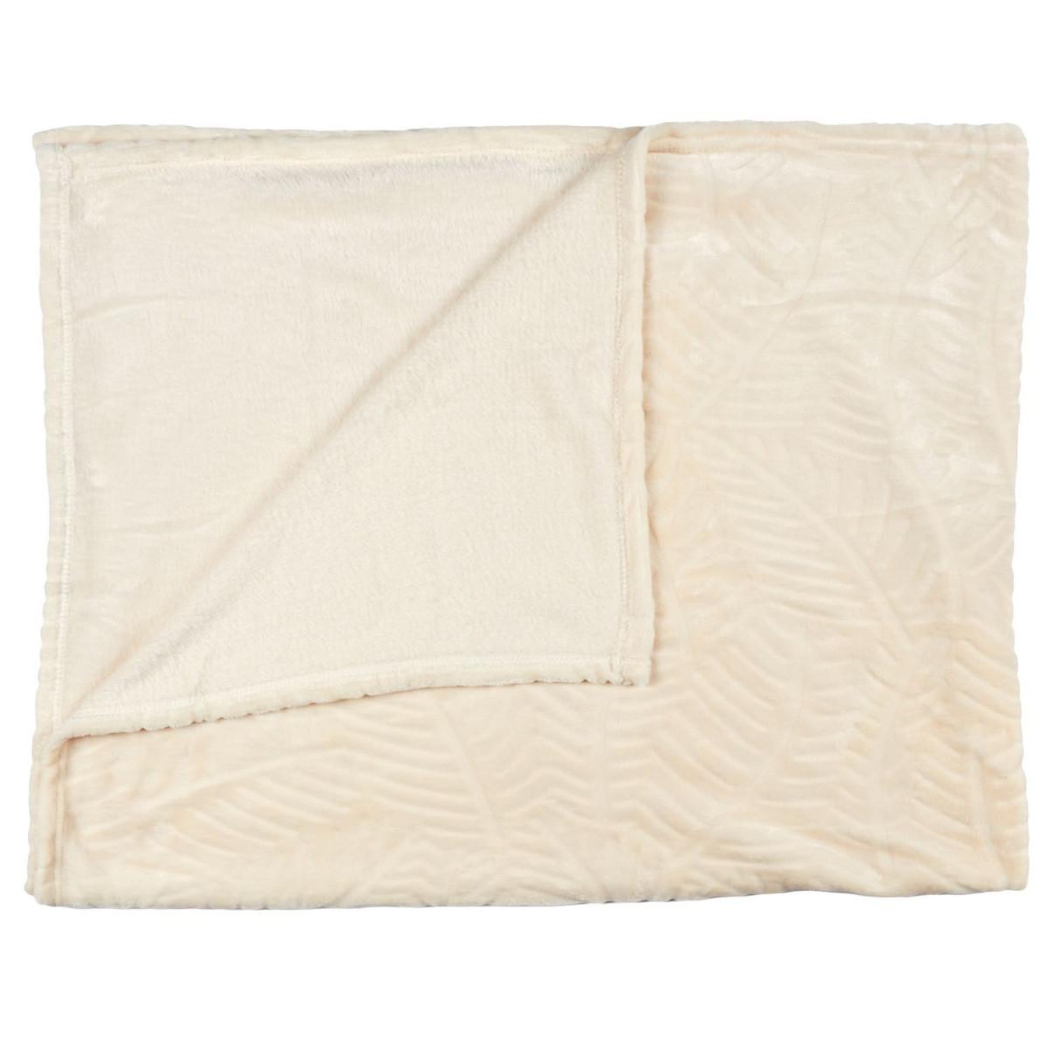 The Home Deco Factory Plaid flanelle embosse  roméo  120x150cm crème