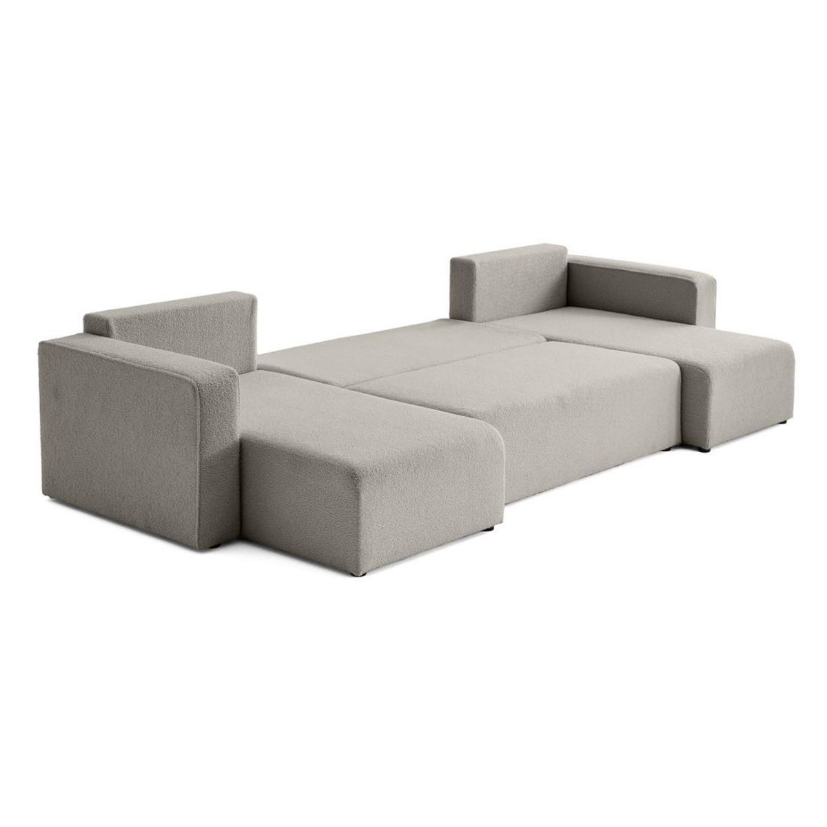 BEST MOBILIER Topaze - canapé panoramique en u - 7 places - convertible avec coffre - en tissu bouclette