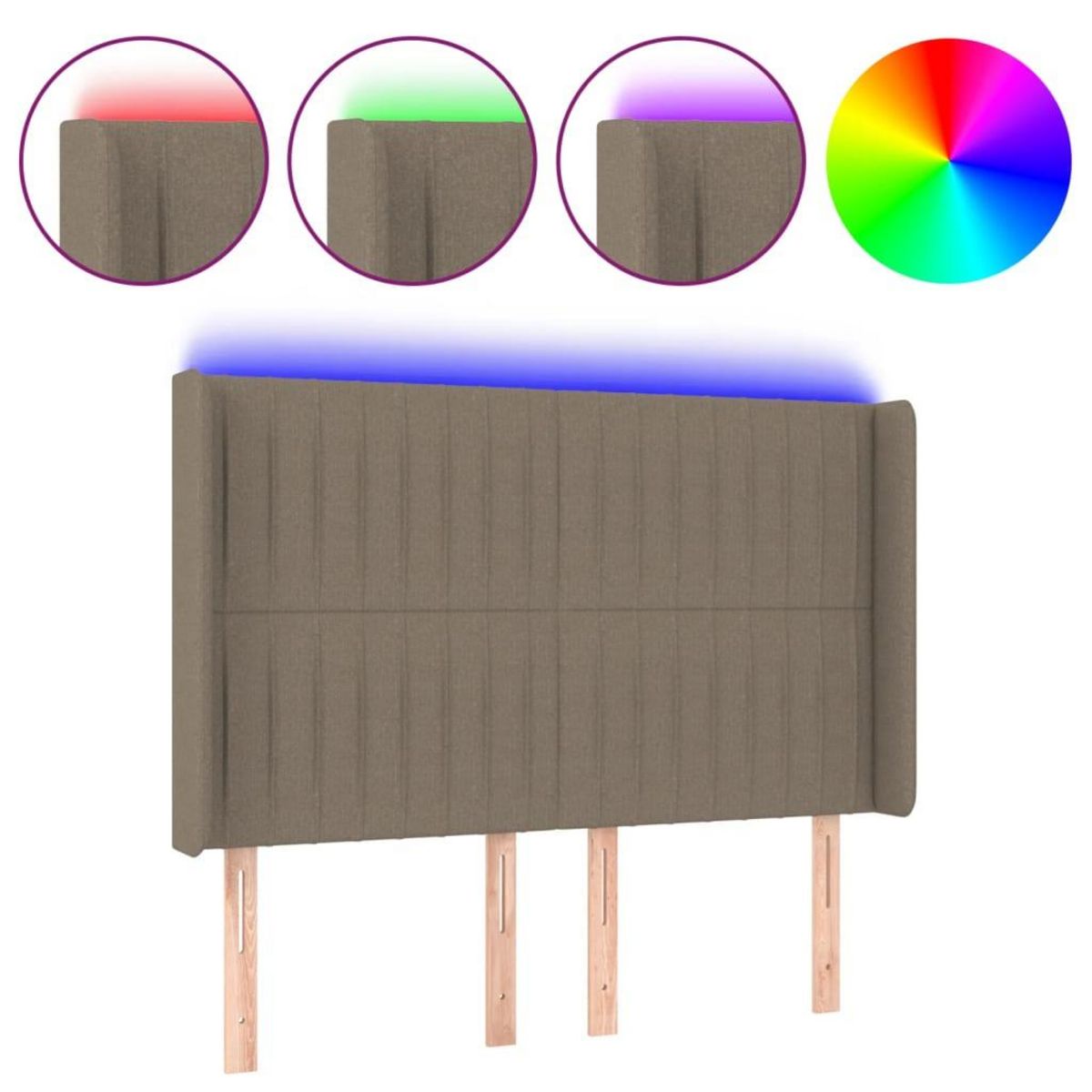 VIDAXL Tete de lit a LED Taupe 147x16x118/128 cm Tissu