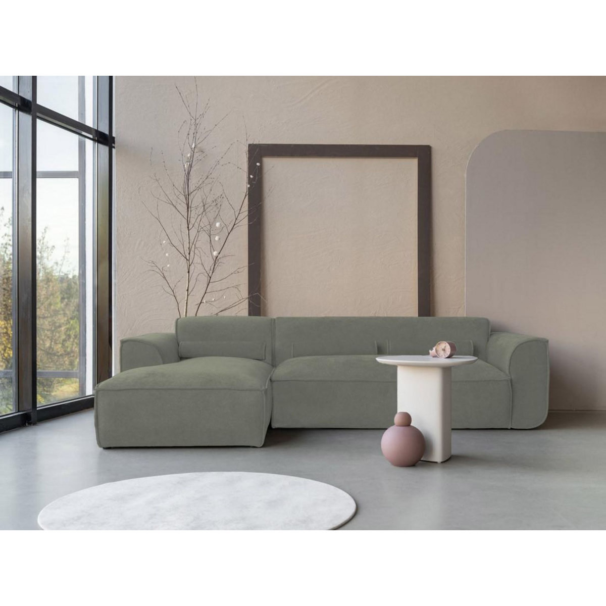 BEST MOBILIER Felix - canapé modulable d'angle gauche 4 places en tissu texturé