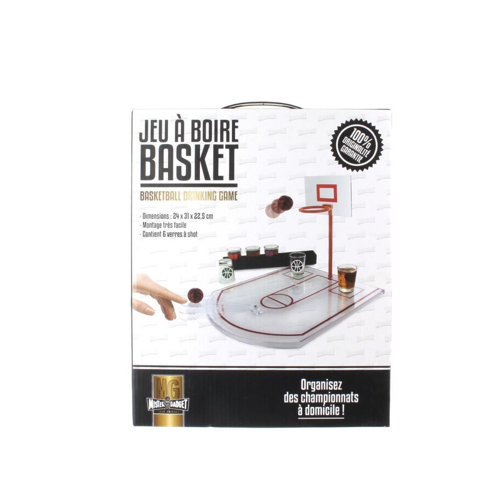 Voir la diapositive 4 : MISTER GADGET Jeu à boire 6 verres à shot  basket  36cm blanc