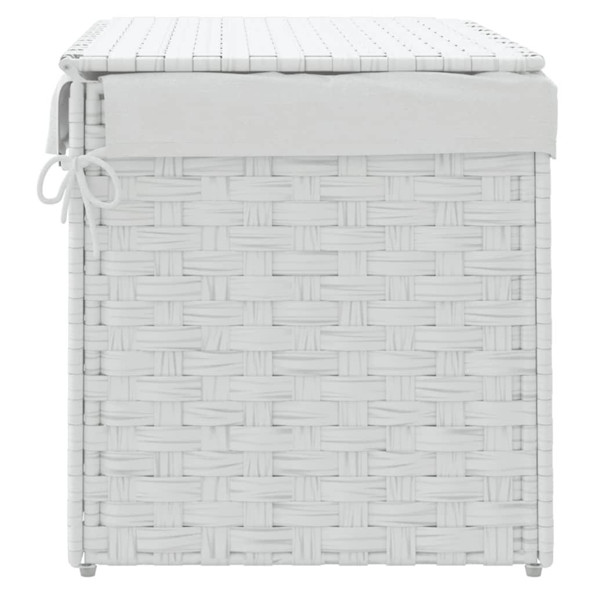 Voir la diapositive 5 : VIDAXL Panier a linge avec couvercle blanc 55,5x35x34cm resine tressee