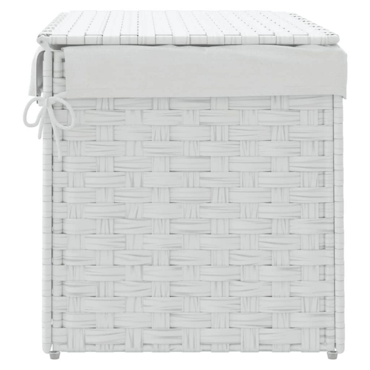 VIDAXL Panier a linge avec couvercle blanc 55,5x35x34cm resine tressee