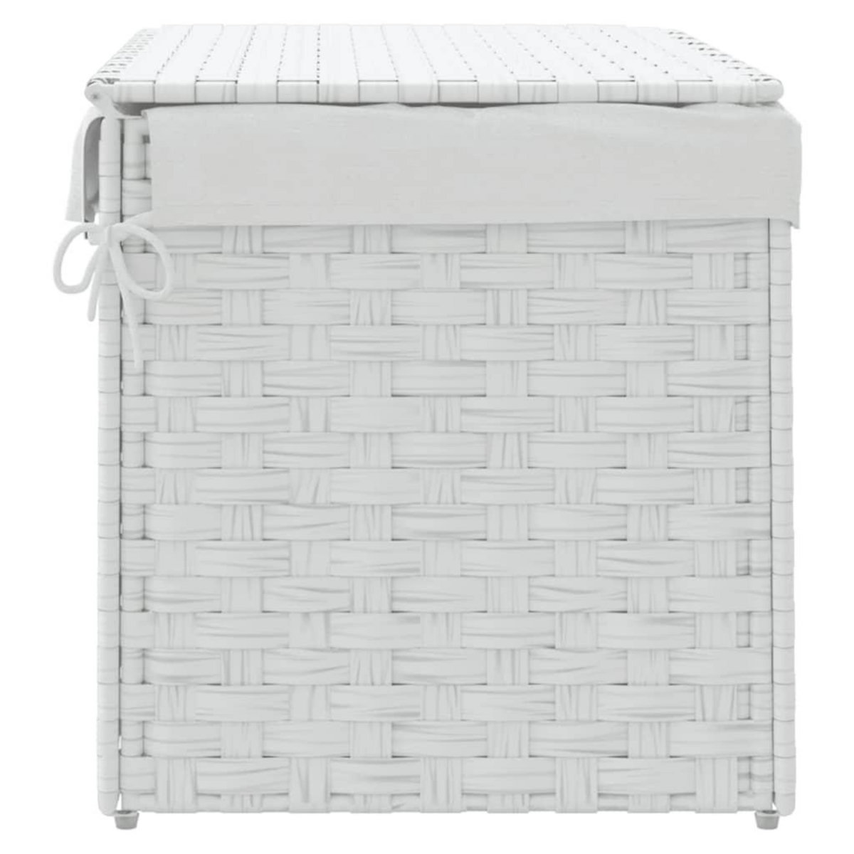 VIDAXL Panier a linge avec couvercle blanc 55,5x35x34cm resine tressee