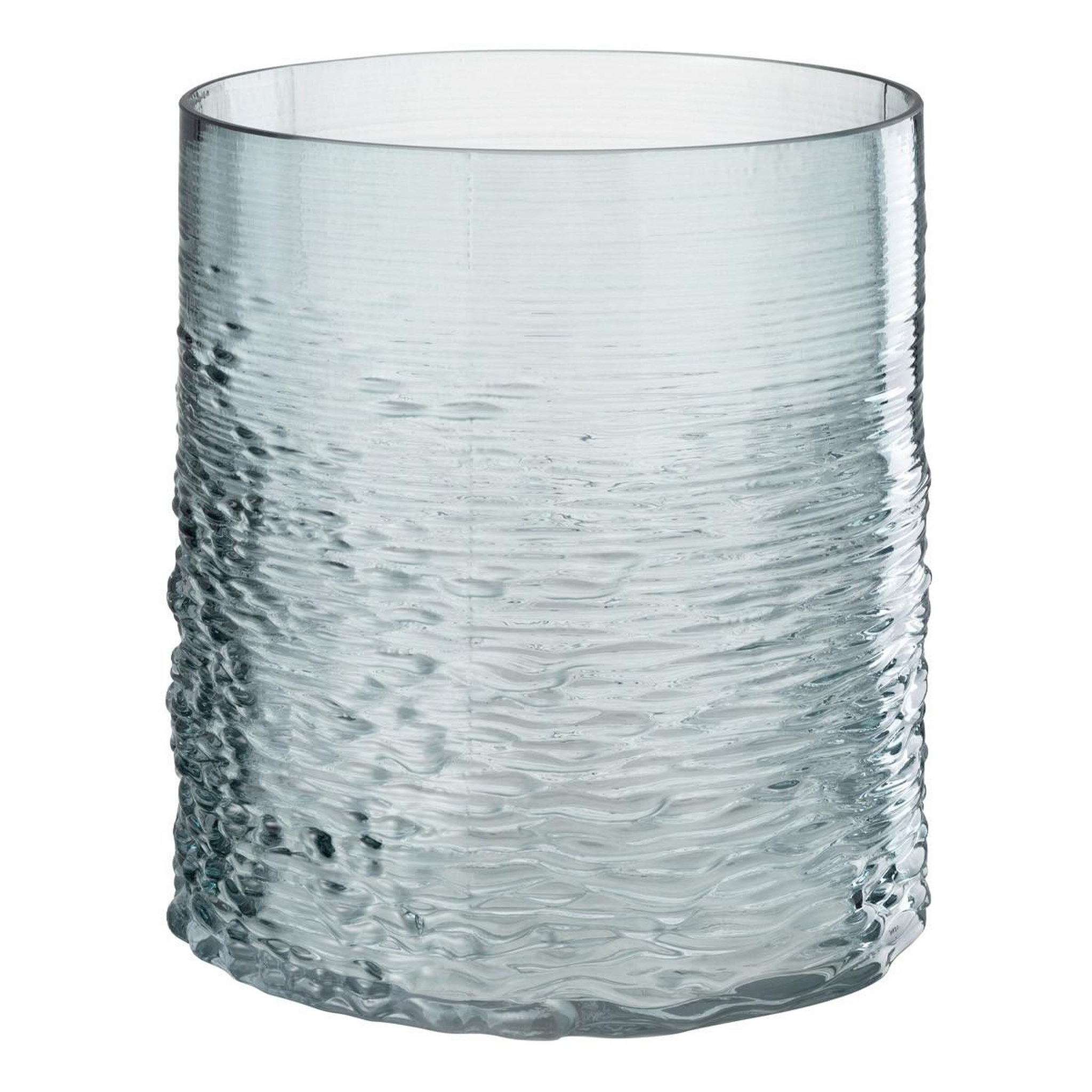 J-LINE Photophore en Verre Design  Sladia  22cm Bleu