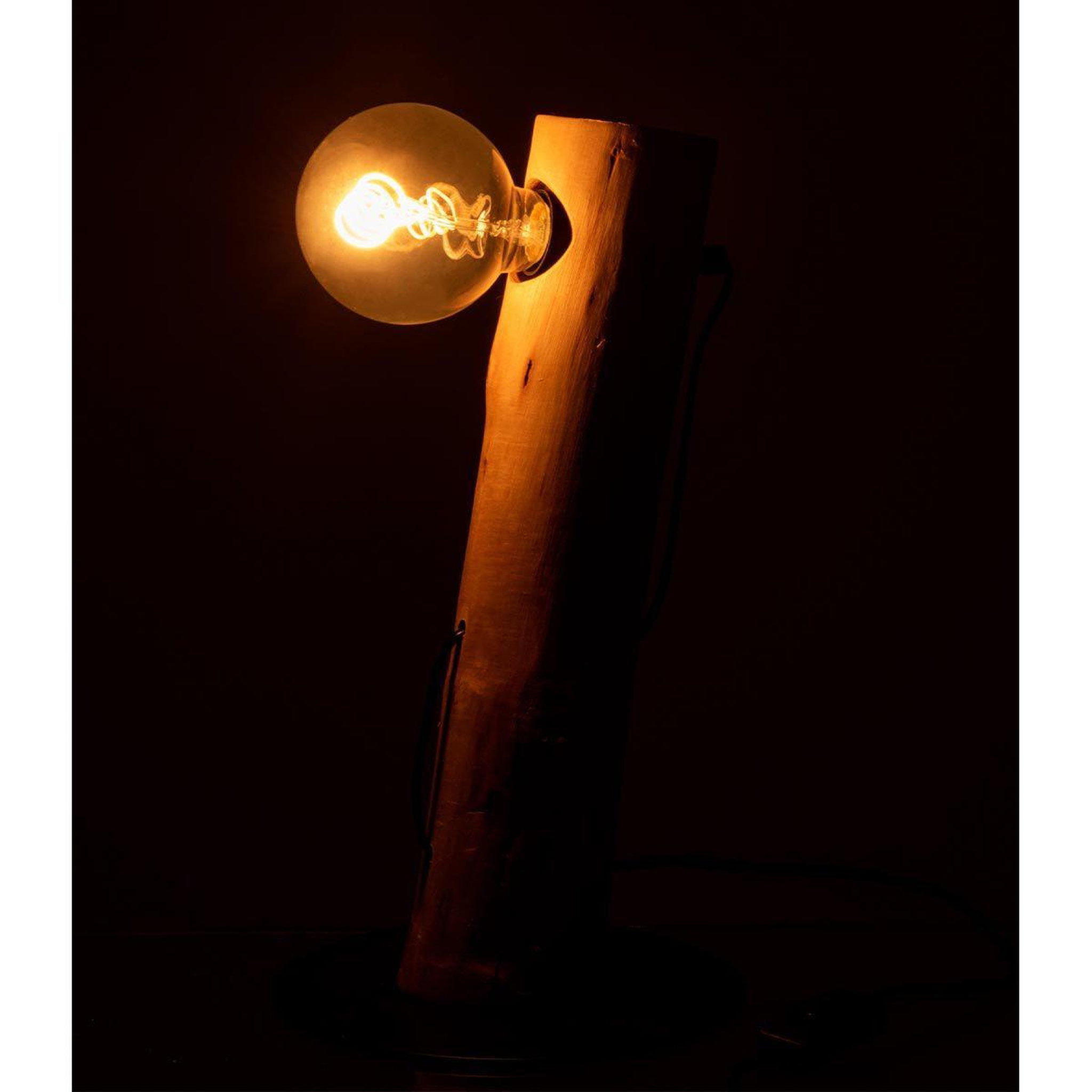 Voir la diapositive 3 : J-LINE Lampe à Poser en Bois  Silas  36cm Naturel
