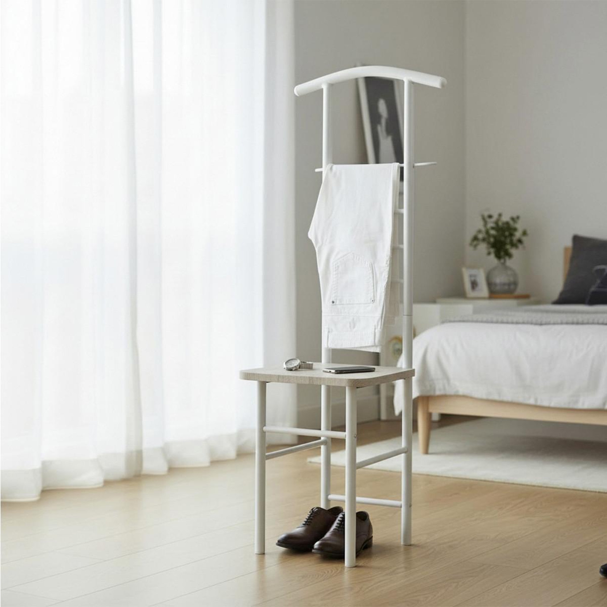Voir la diapositive 3 : Paris Prix Valet de chambre & assise  remo  119cm naturel & blanc