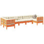 Voir la diapositive 1 : VIDAXL Salon de jardin 7 pcs avec coussins cire marron bois pin massif