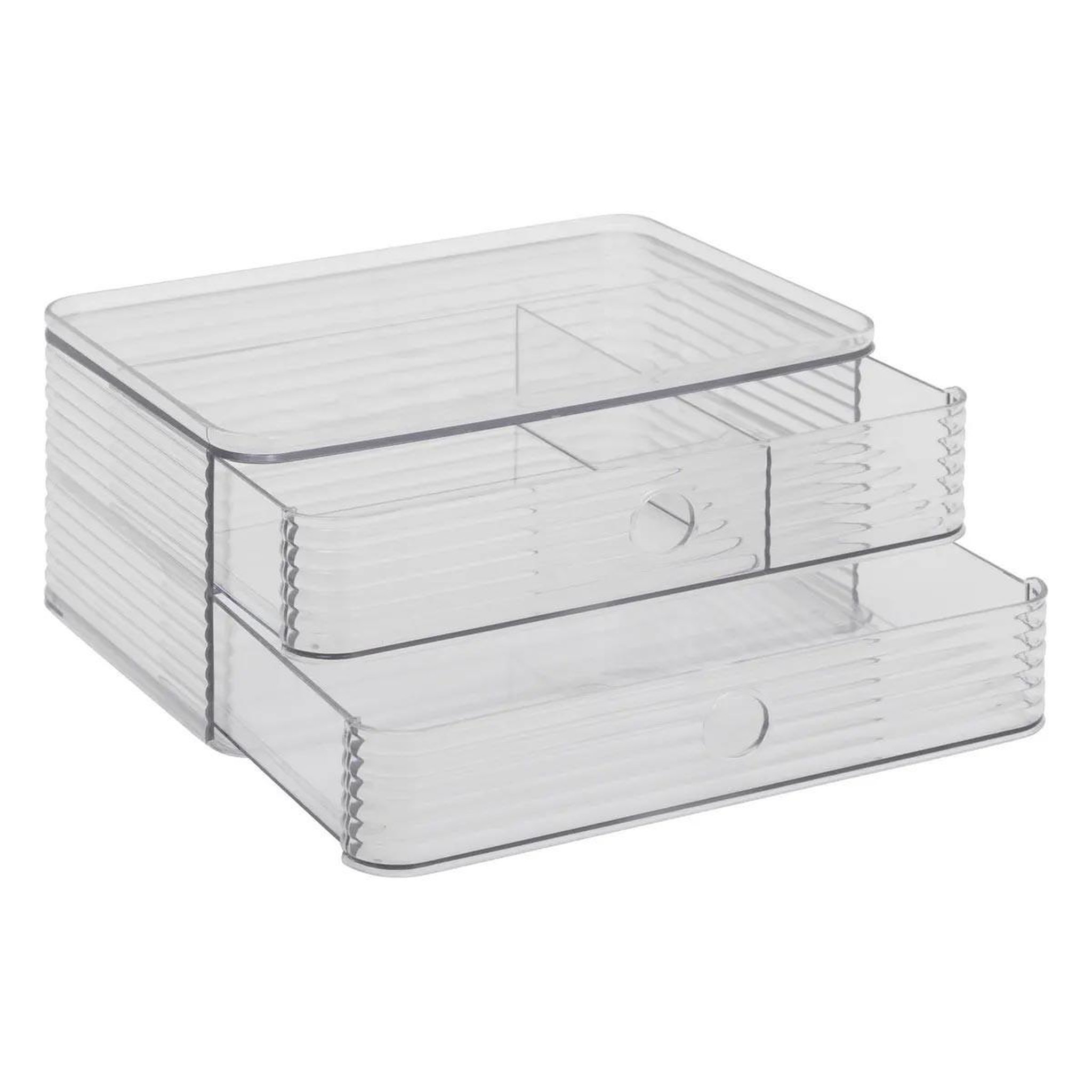 Voir la diapositive 2 : FIVE Organiseur 2 tiroirs  plastor  23cm transparent
