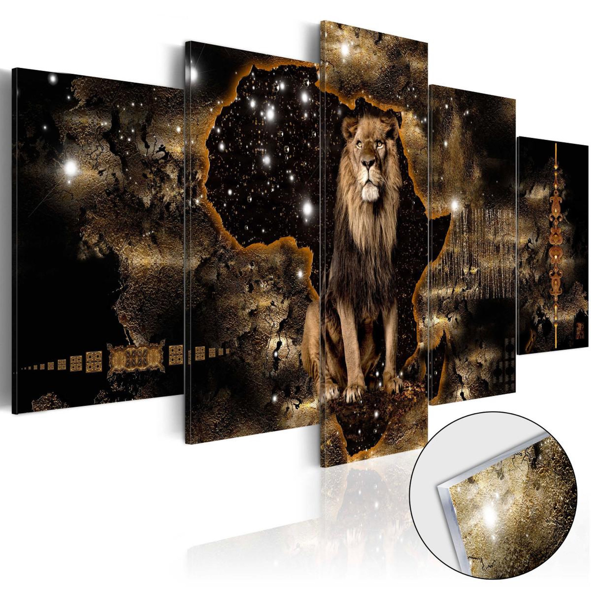 Paris Prix Tableau sur verre acrylique  golden lion. Coloris disponibles : Multicolore