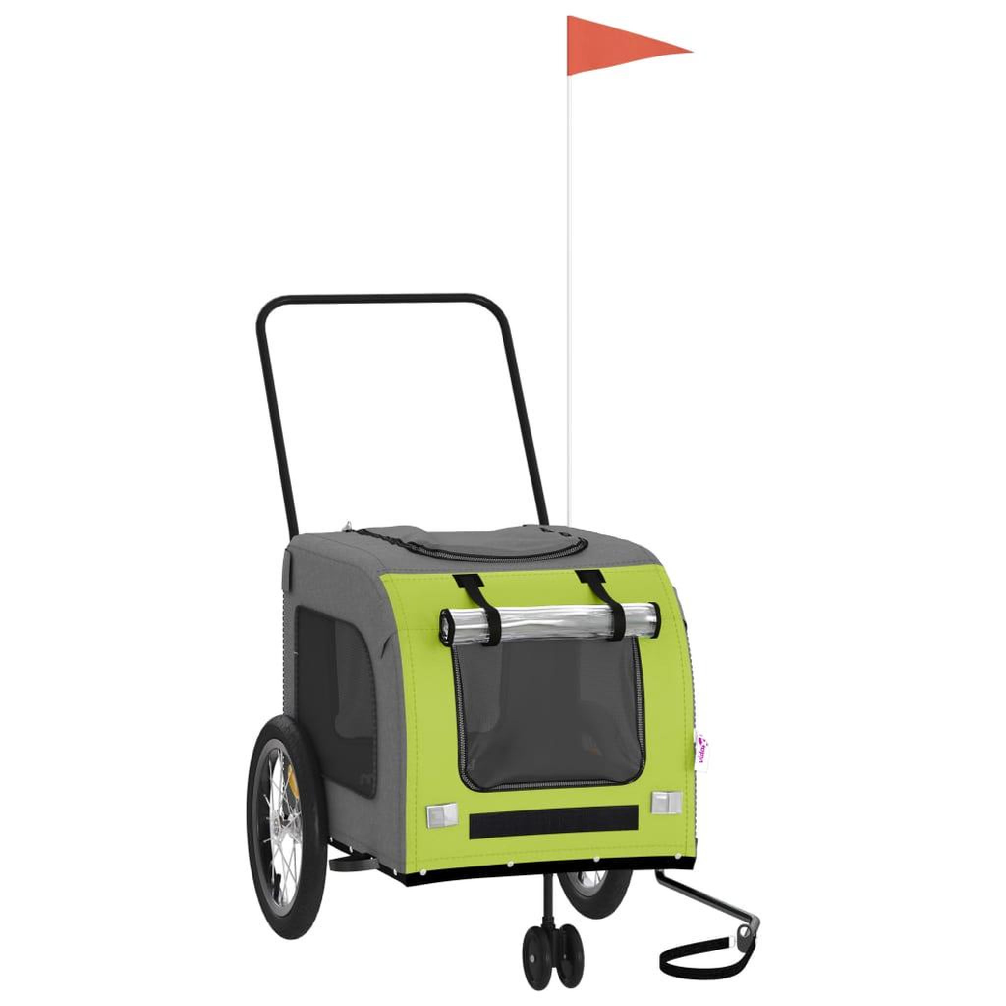 Voir la diapositive 2 : VIDAXL Remorque de velo pour animaux de compagnie vert et gris
