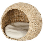 PAWHUT Panier chat style cosy chic quenouille naturelle tressée avec coussin crème