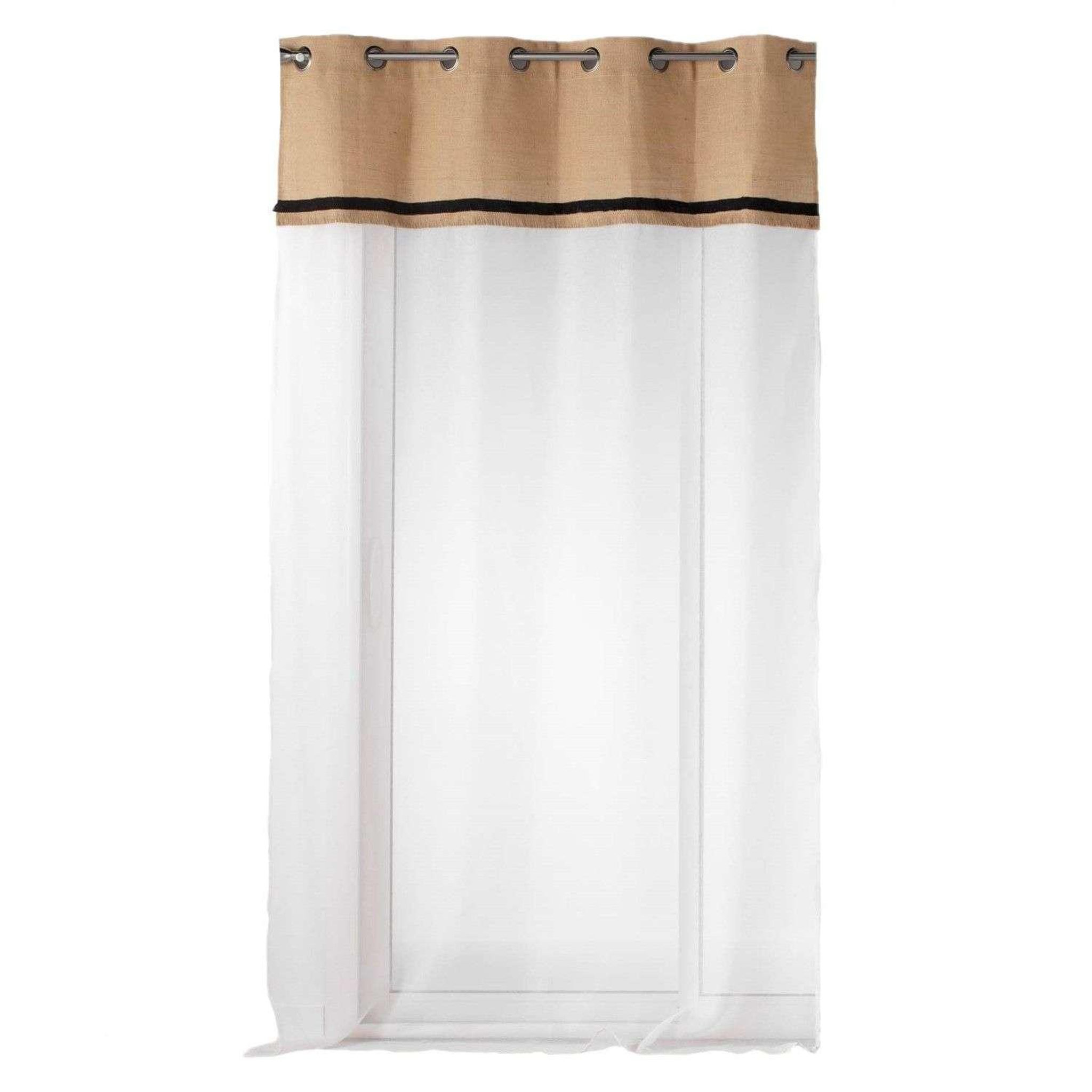 Douceur d'Intérieur Voilage à œillets ebro - voile sablé avec top en jute - 140 x 240 cm - ecru et noir