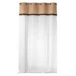 Douceur d'Intérieur Voilage à œillets EBRO - Voile sablé avec top en jute - 140 x 240 cm - Ecru et noir