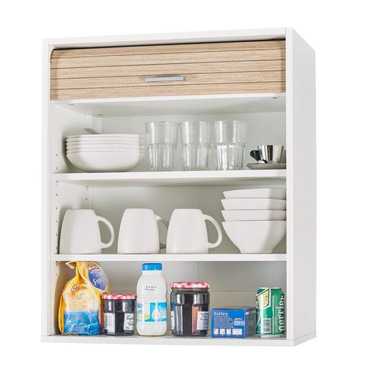 Rangement de cuisine à rideau coloris blanc L60 cm - COOKING