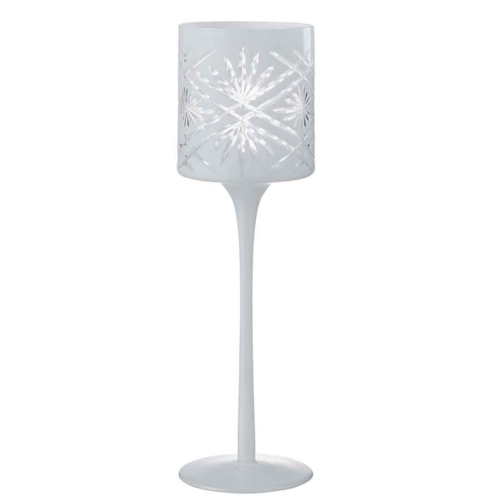 J-LINE Photophore sur Pied Déco  Santorini  30cm Blanc