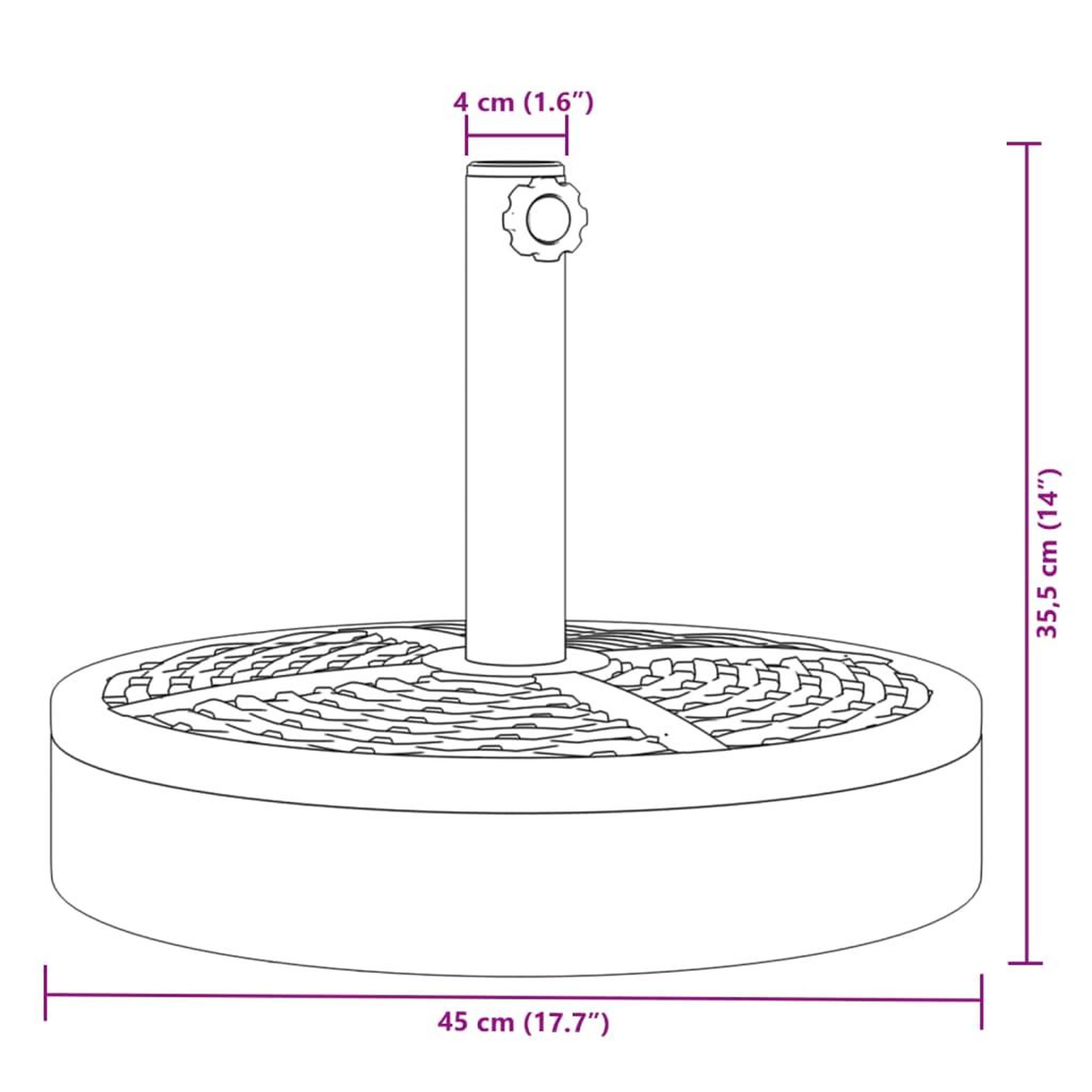 Voir la diapositive 6 : VIDAXL Base de parasol pour mats Ø38 / 48 mm 25 kg rond