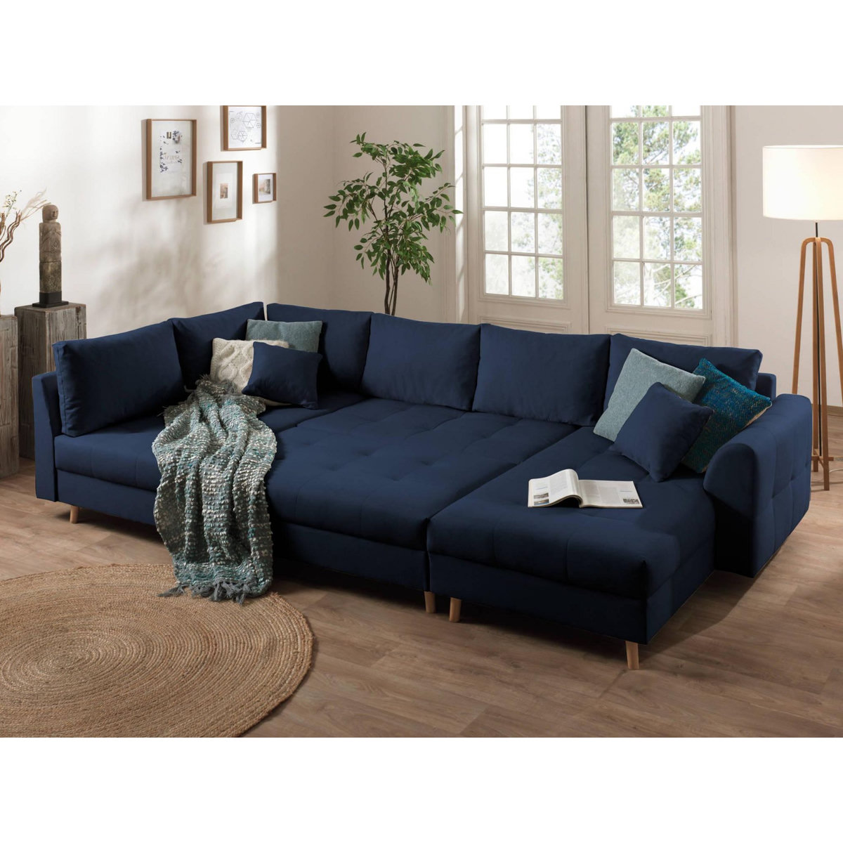 LISA DESIGN Rune - canapé panoramique avec pouf d'appoint - 7 places - style scandinave - gauche