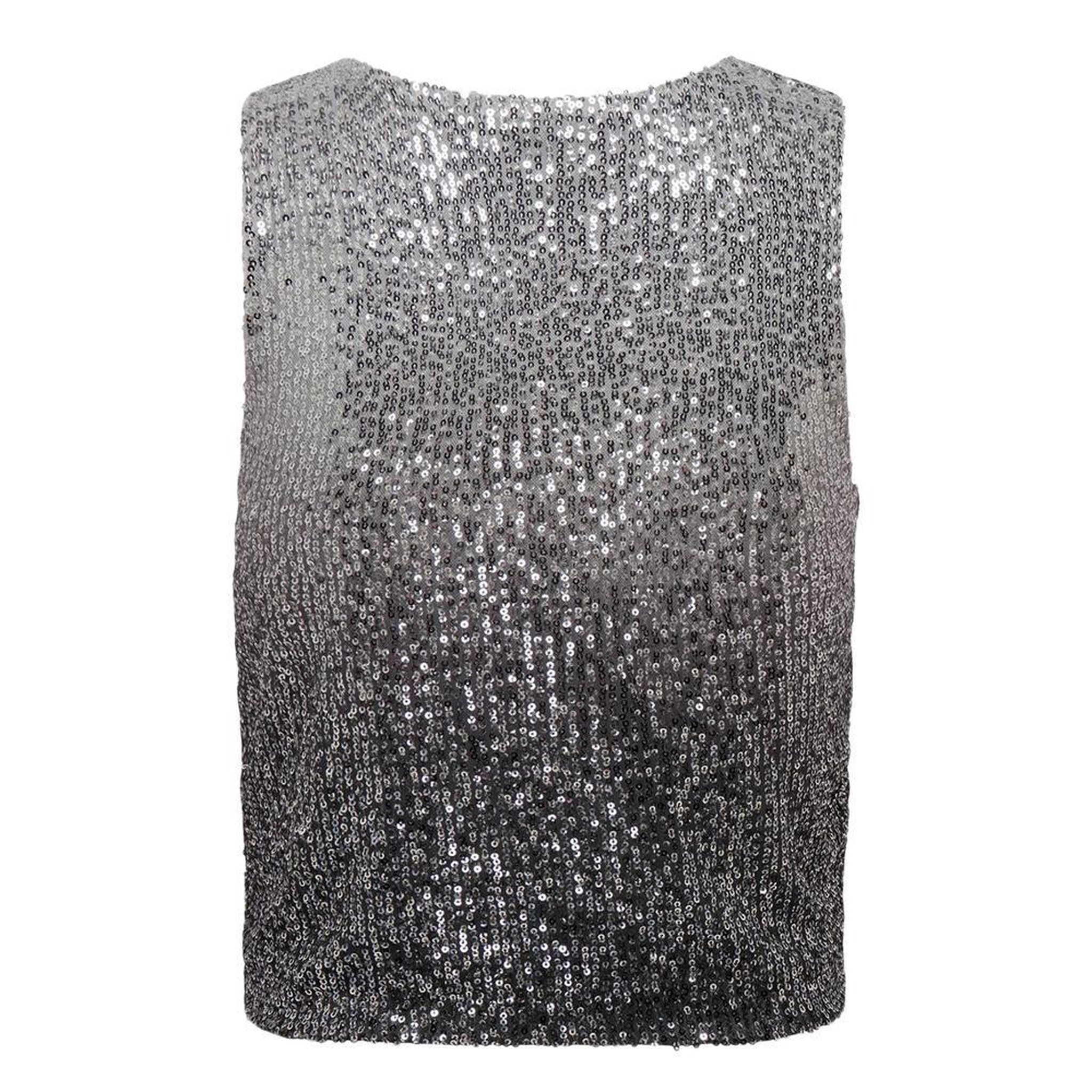 Voir la diapositive 2 : JACQUELINE DE YONG Top Sequins Gris Argent Femme JDY Milo