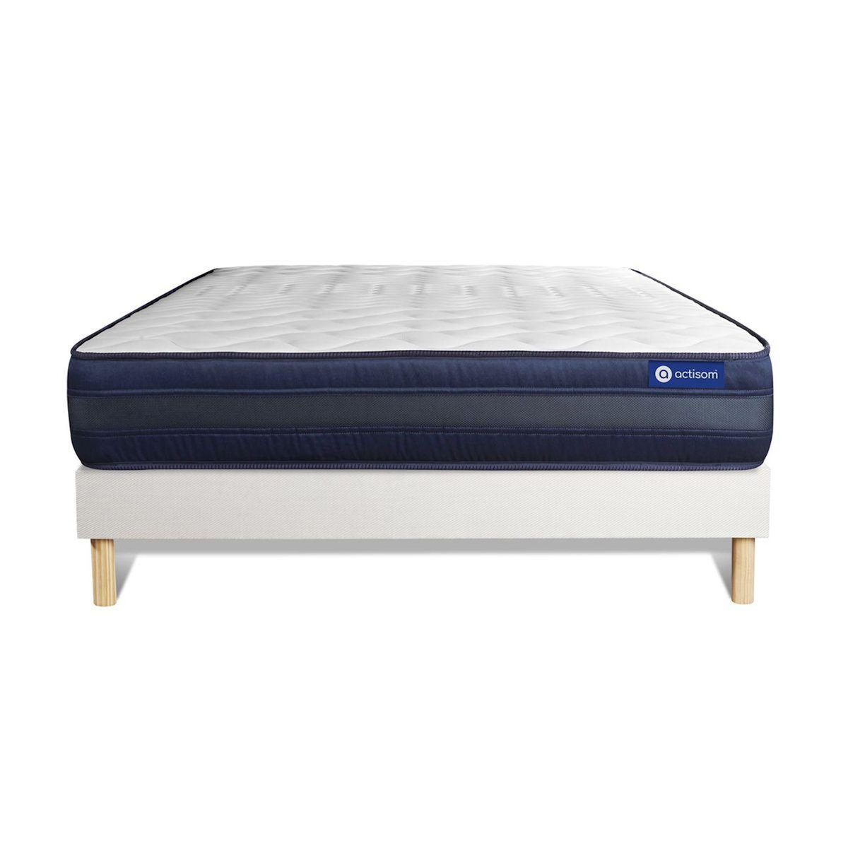 ACTISOM Ensemble matelas ACTIFLEX TECH 160x200 Mémoire de forme Maxi épaisseur 5zones de confort + sommier KIT blanc