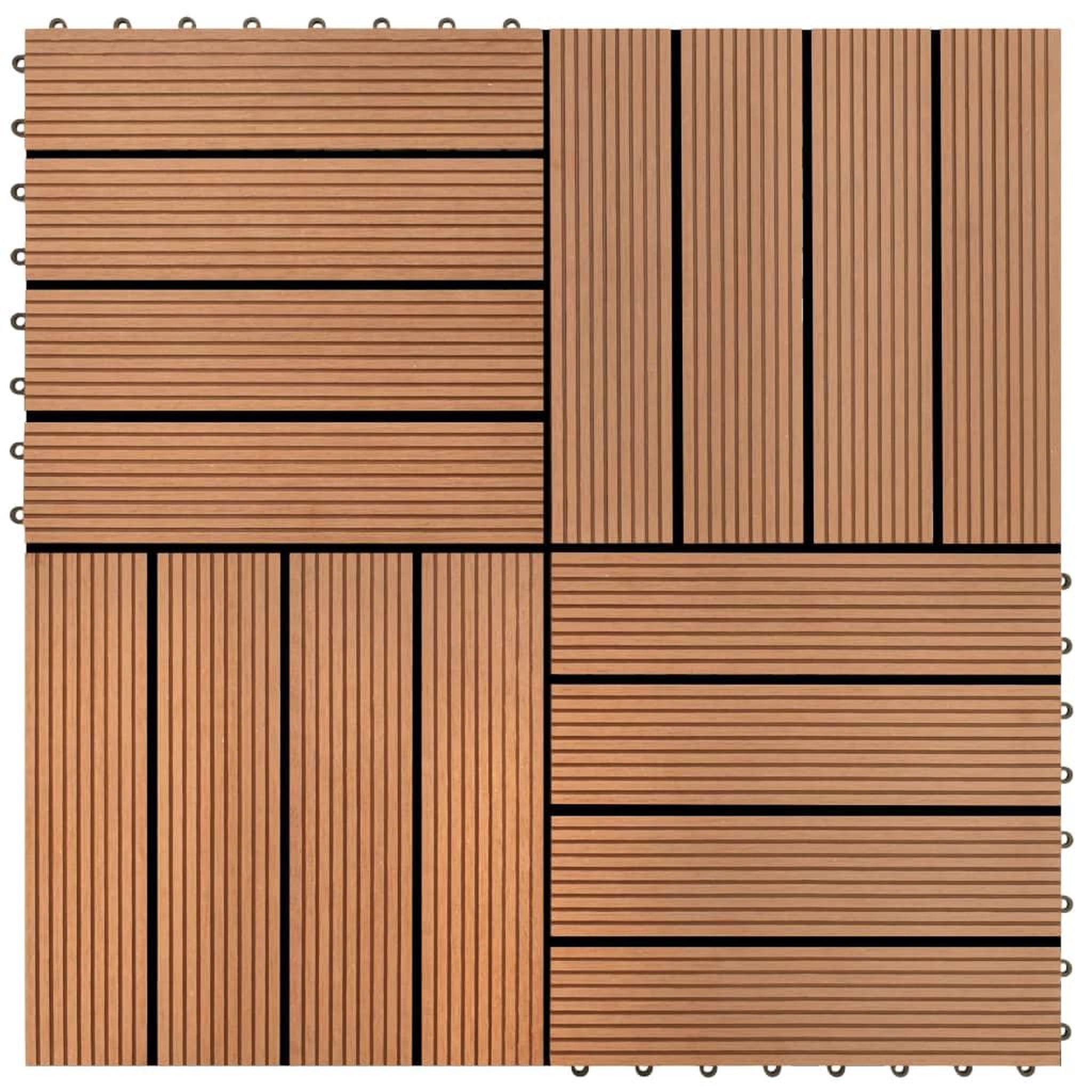Voir la diapositive 1 : VIDAXL Carreaux de terrasse WPC 30x30 cm 11 pcs 1 m2 Marron