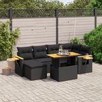 VIDAXL Salon de jardin 7 pcs avec coussins noir resine tressee